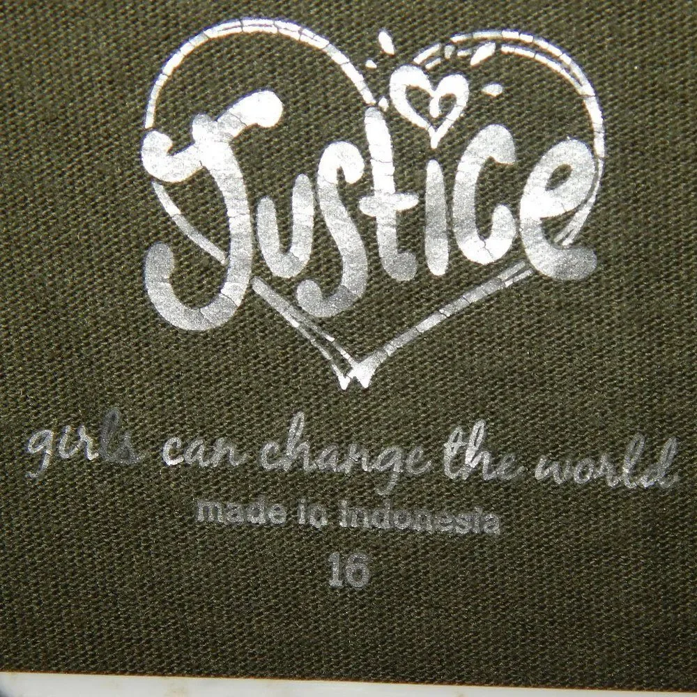 Justice girls 16 olive green floral lace vintage full zip thin casual jacket